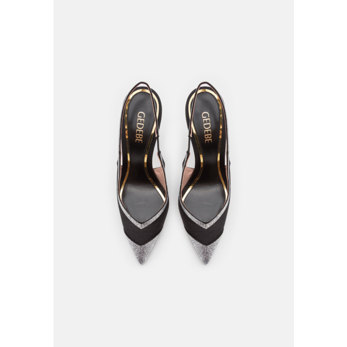 Gedebe Jay 100 Satin Black + Crystal Heel
