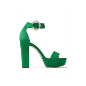 Jimmy Choo Mionne 120 Malachite Crystal Suede W/Crystal Buckle