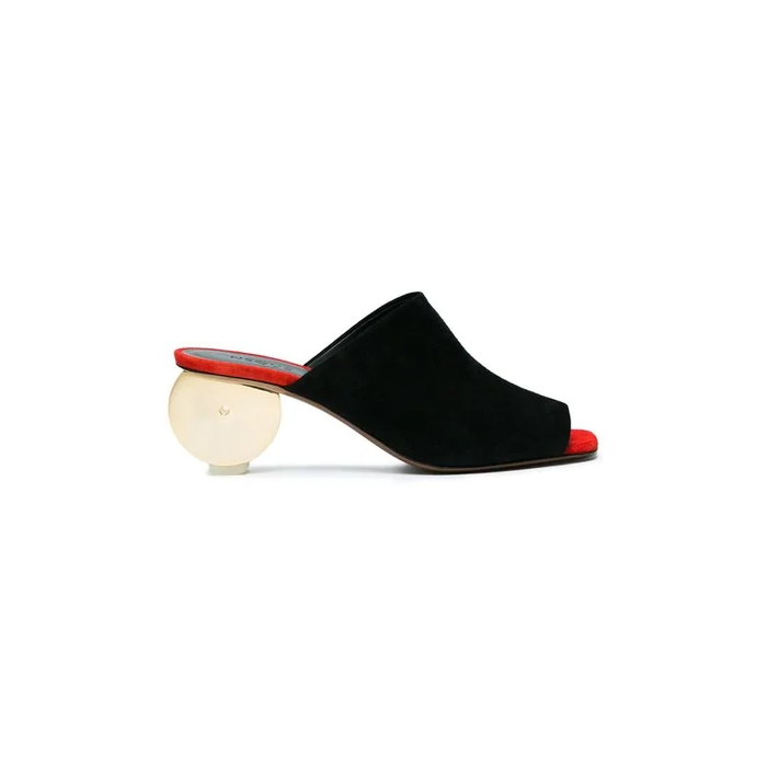 Neous Gold Circular Heel Mule Gongoria Black/Red