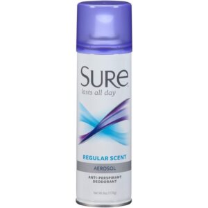 Sure Deodorant Aerosol, Regular Scent -6 Oz