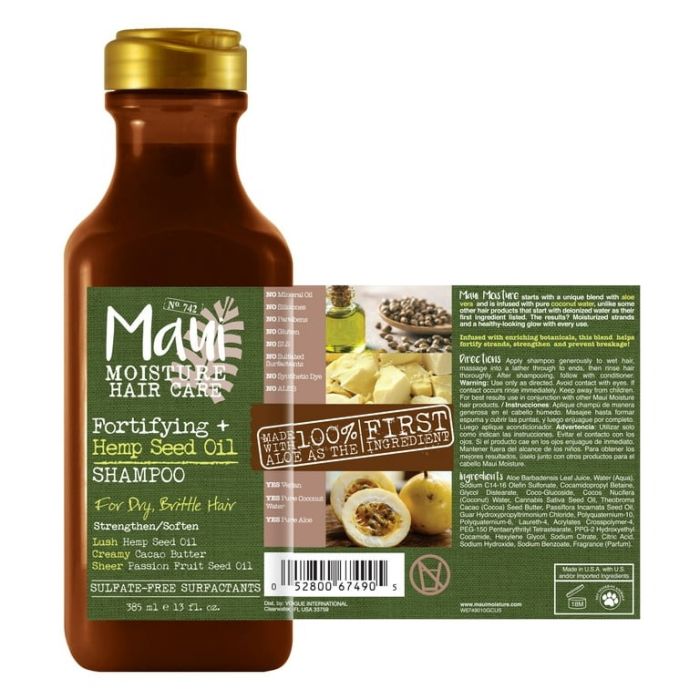 Maui Moisture Fortifying + Hemp Seed Oil Hydrating Shampoo - 13 Oz - Image 2