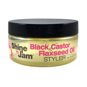 Ampro Shine'N Jam Black Castor & Flaxseed Oil Styler Hair Styling Gel - 8 Oz