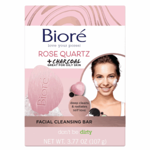 Biore Rose Quartz + Charcoal Facial Cleansing Bar - 3.77 Oz