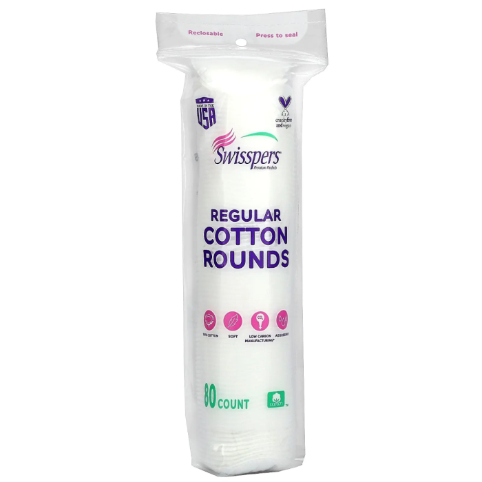 Swisspers Regular Cotton Rounds - 80 CT