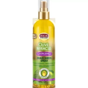 African Pride Olive Miracle Moisturizing Nourishing Sheen Hair Spray with Tea Tree Oil - 12 Oz
