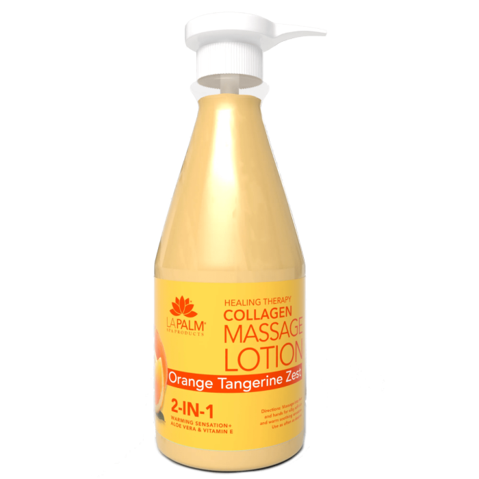 La Palm Healing Therapy Collagen Massage Lotion Orange Tangerine Zest - 24 Oz