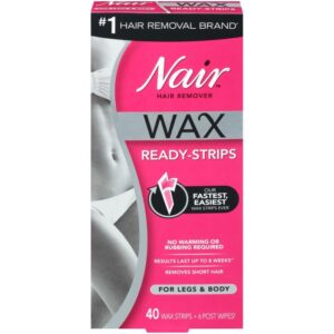 Nair Hair Remover Wax Ready-Strips for Legs & Body, 40 CT
