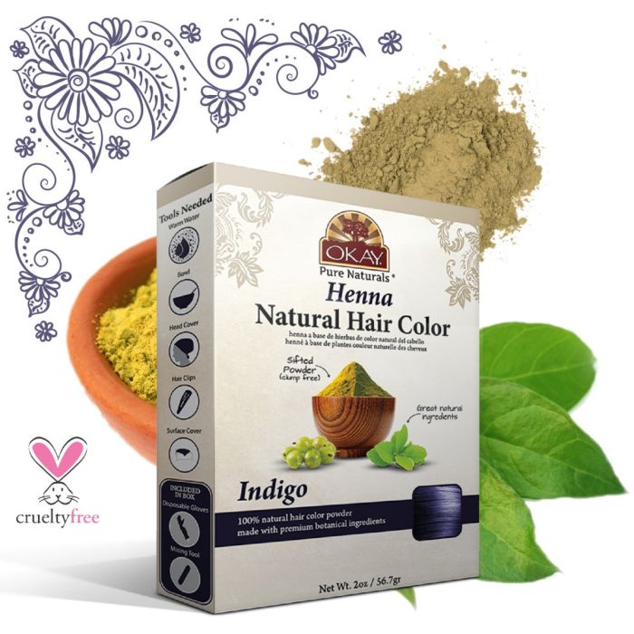 Okay Pure Naturals Henna Natural Hair Color, Indigo - 2 Oz - Image 3