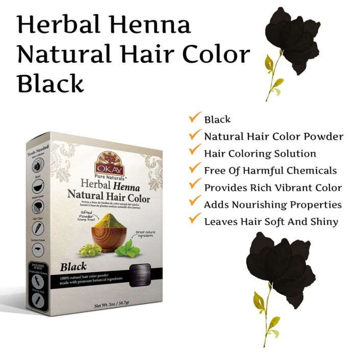 OKAY Herbal Henna Natural Hair Color - Black - 2 Oz - Image 3
