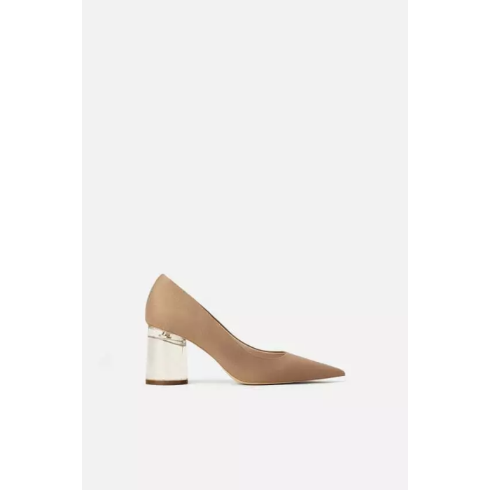Zara Zapato Taco Heel Shoe Talon Ferme (Size 40)
